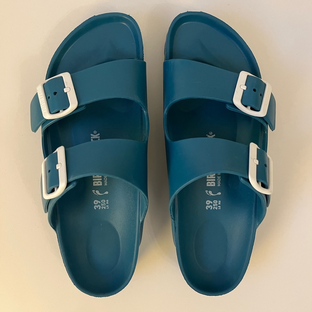Birkenstock Arizona Essentials EVA Sandals size 39, Medium/Narrow, Turqouise